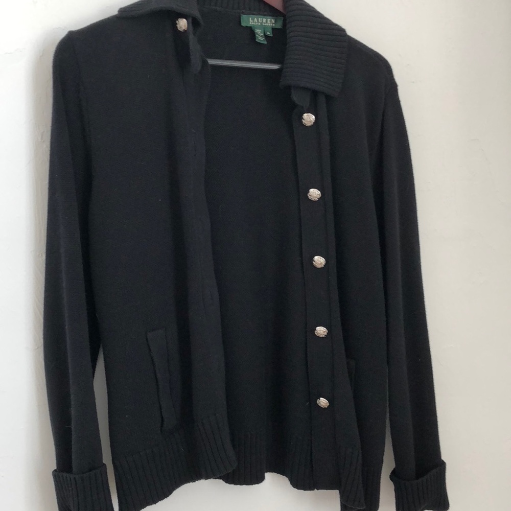 Black Lauren sweater with silver buttons
